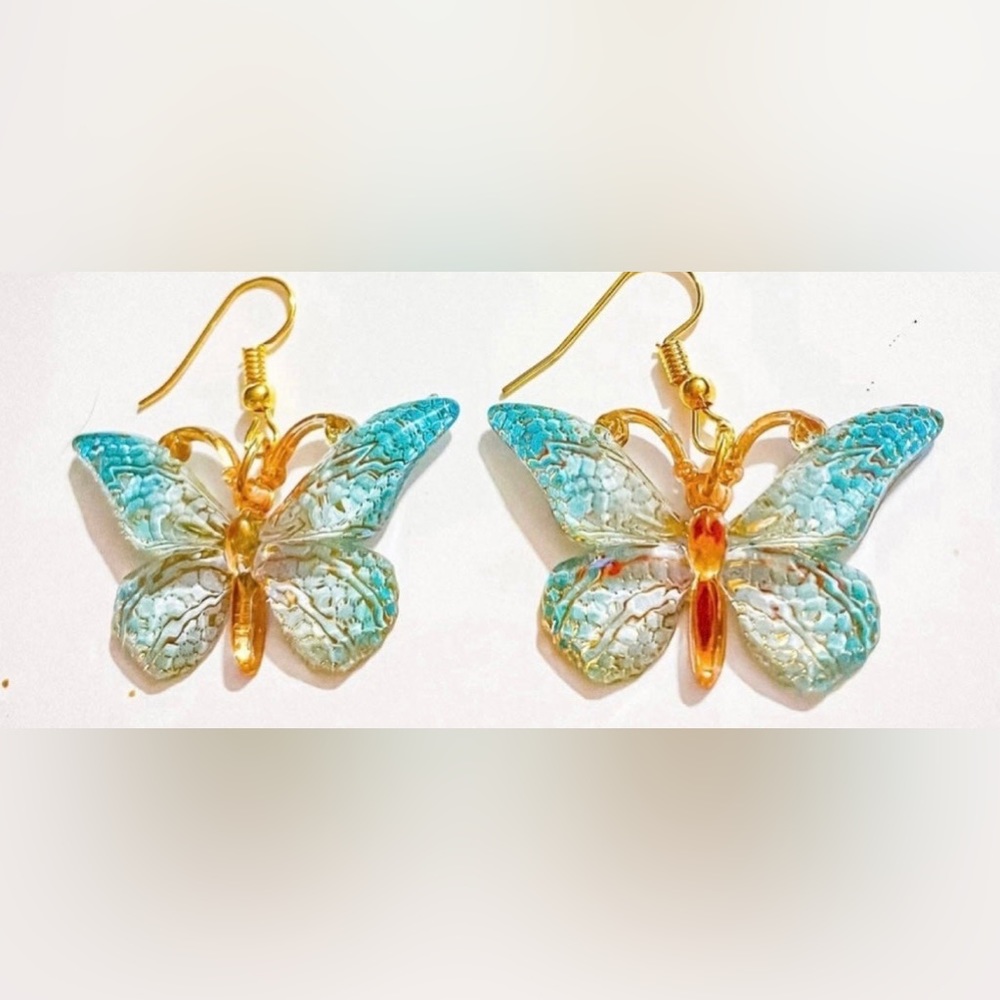Blue Ombre Butterfly Dangle Earrings